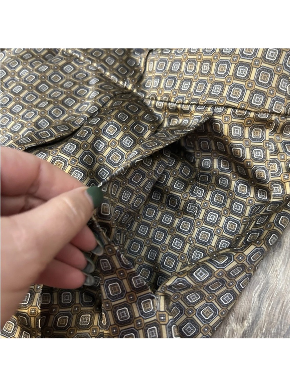 BANANA REPUBLIC Size 8 100% Silk Geometric Wide Leg Palazzo Pants Luxury - Picture 13 of 17